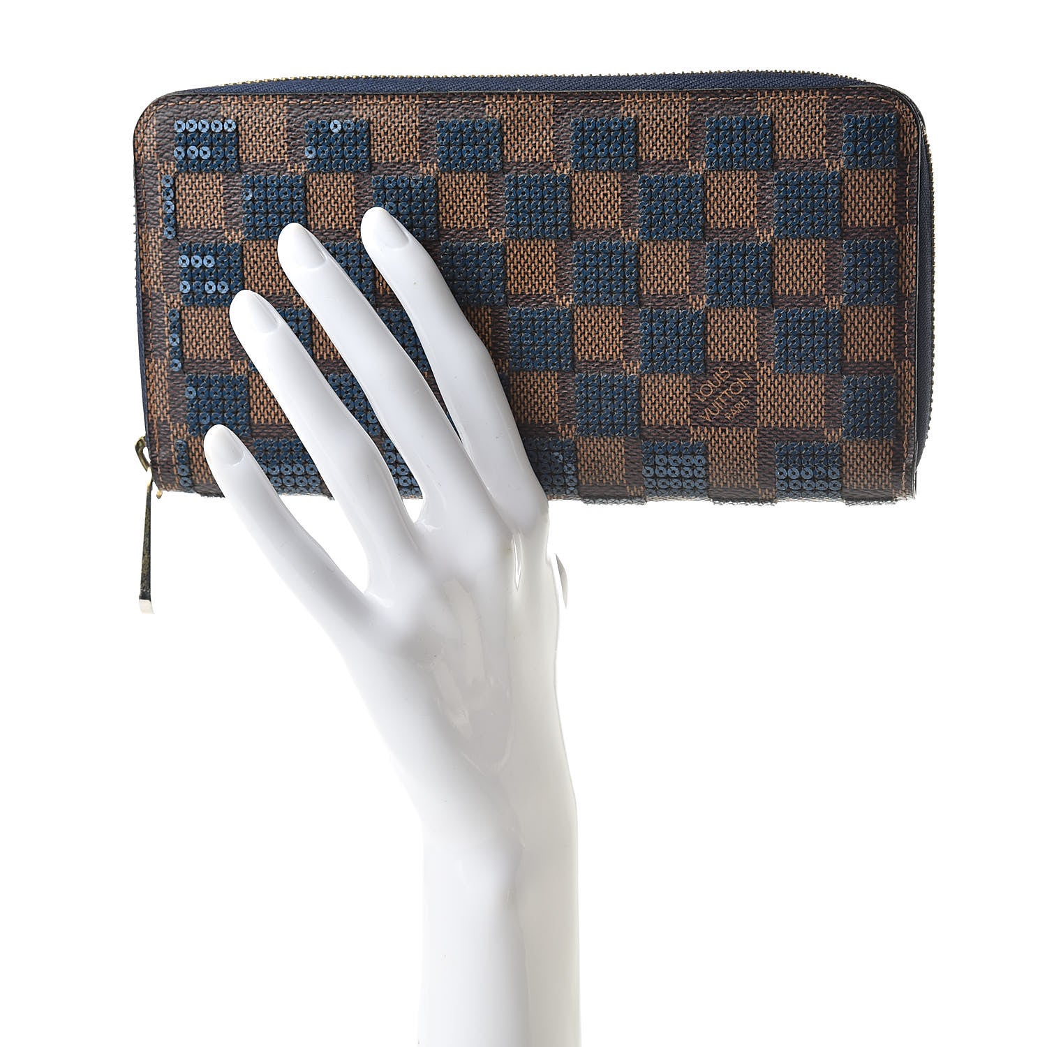 Louis Vuitton Damier Paillettes Zippy Wallet Blue 2 of 10
