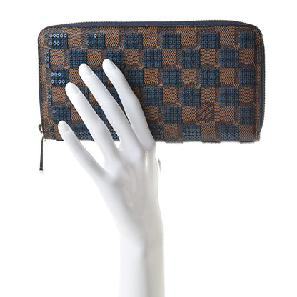 Louis Vuitton Damier Paillettes Zippy Wallet Blue 2 of 10