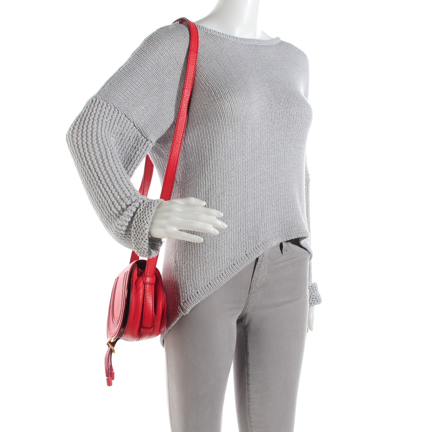 Chloe Calfskin Mini Marcie Round Crossbody Bag Red 2 of 8