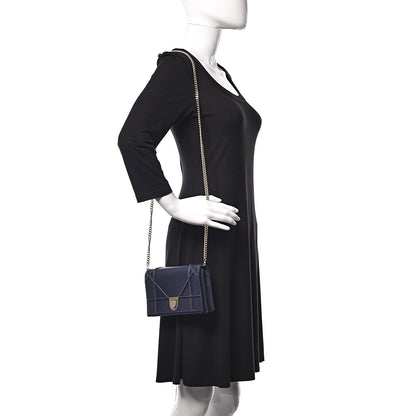 Christian Dior Grained Calfskin Diorama Wallet on Chain Pouch Indigo 2 of 10