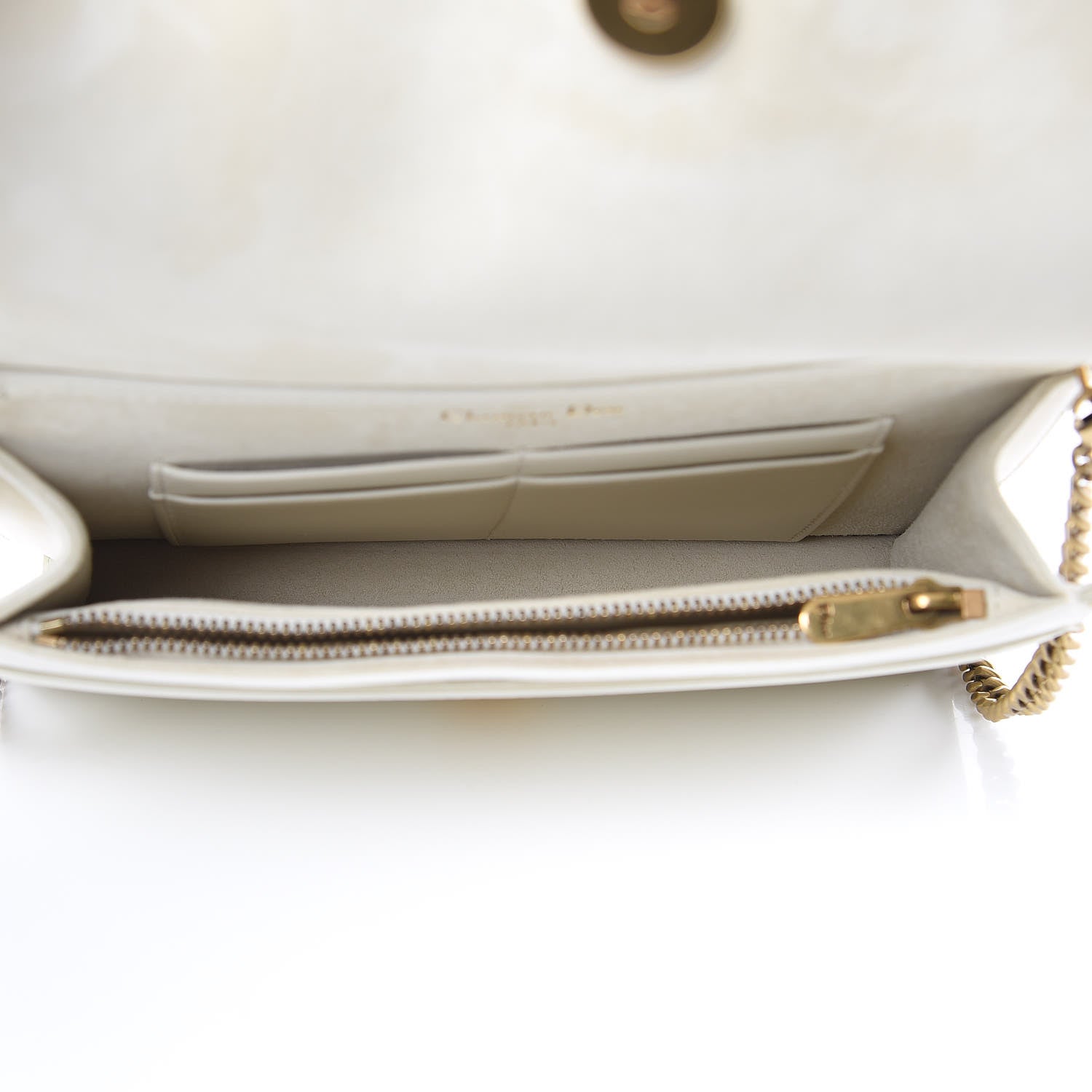Christian Dior Calfskin Studded Diorama Wallet on Chain Pouch Off White 5 of 12