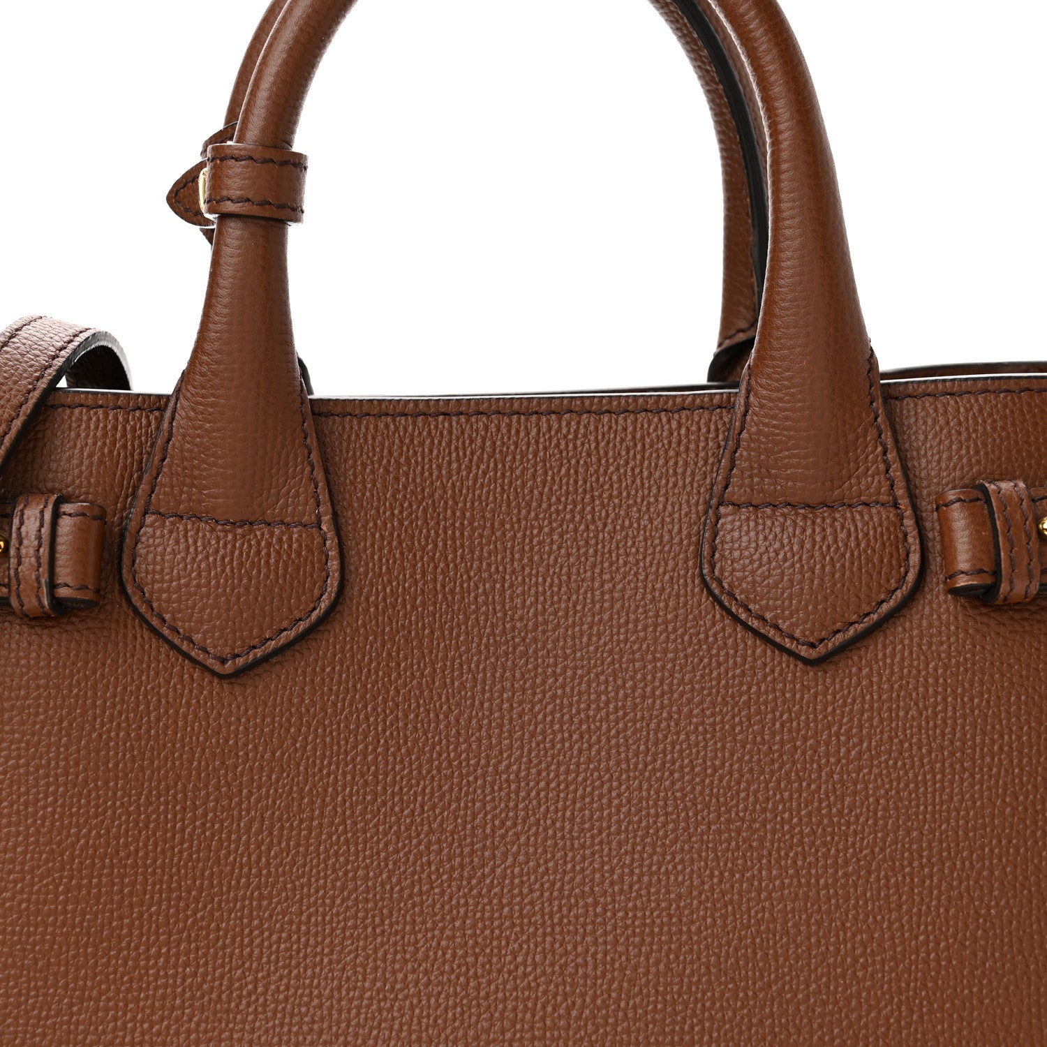 Burberry Grainy Calfskin House Check Small Banner Tote Dark Tan 8 of 10