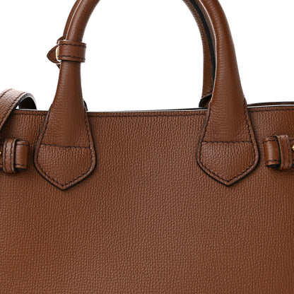 Burberry Grainy Calfskin House Check Small Banner Tote Dark Tan 8 of 10
