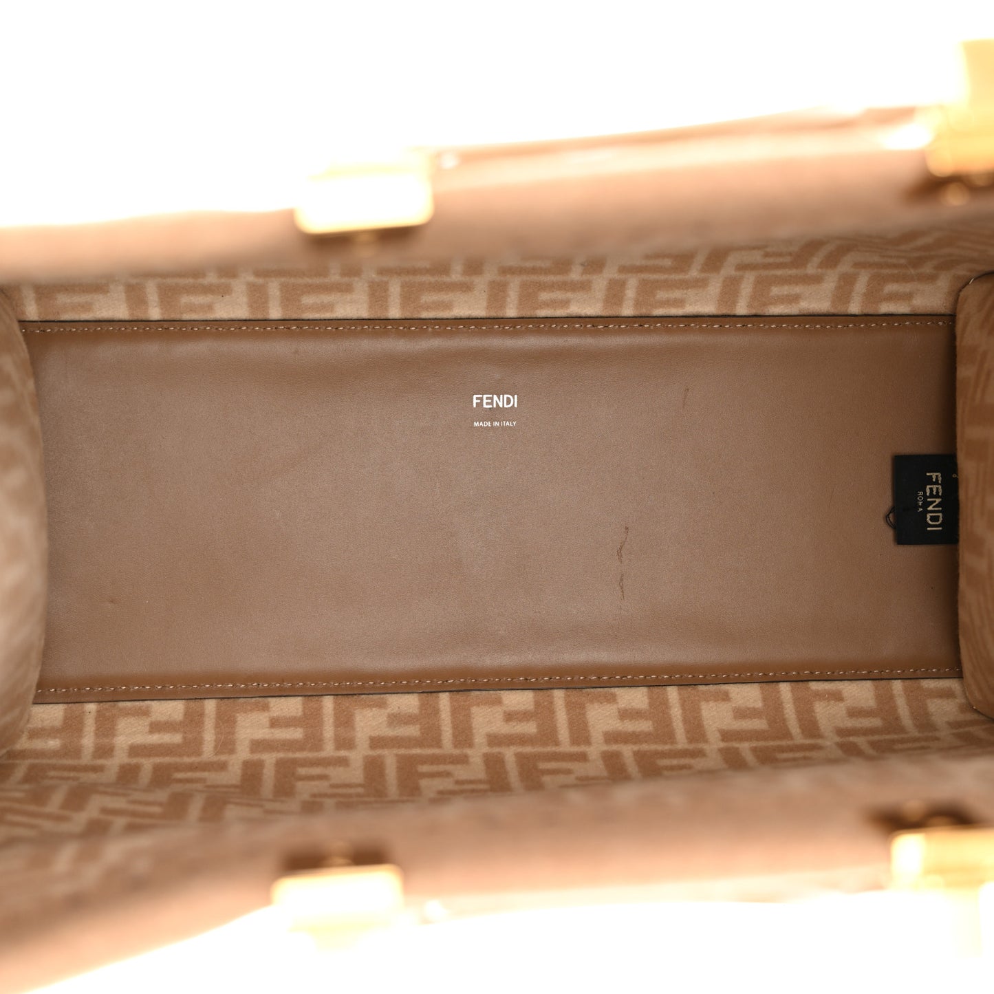 Flannel Vitello King Wool Plexiglass FF Logo Embroidered Medium Fendi Sunshine Shopper Tote Brown