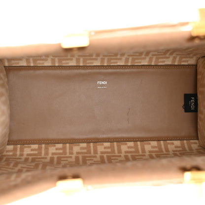Fendi Flannel Vitello King Wool Plexiglass FF Logo Embroidered Medium Fendi Sunshine Shopper Tote Brown 5 of 10