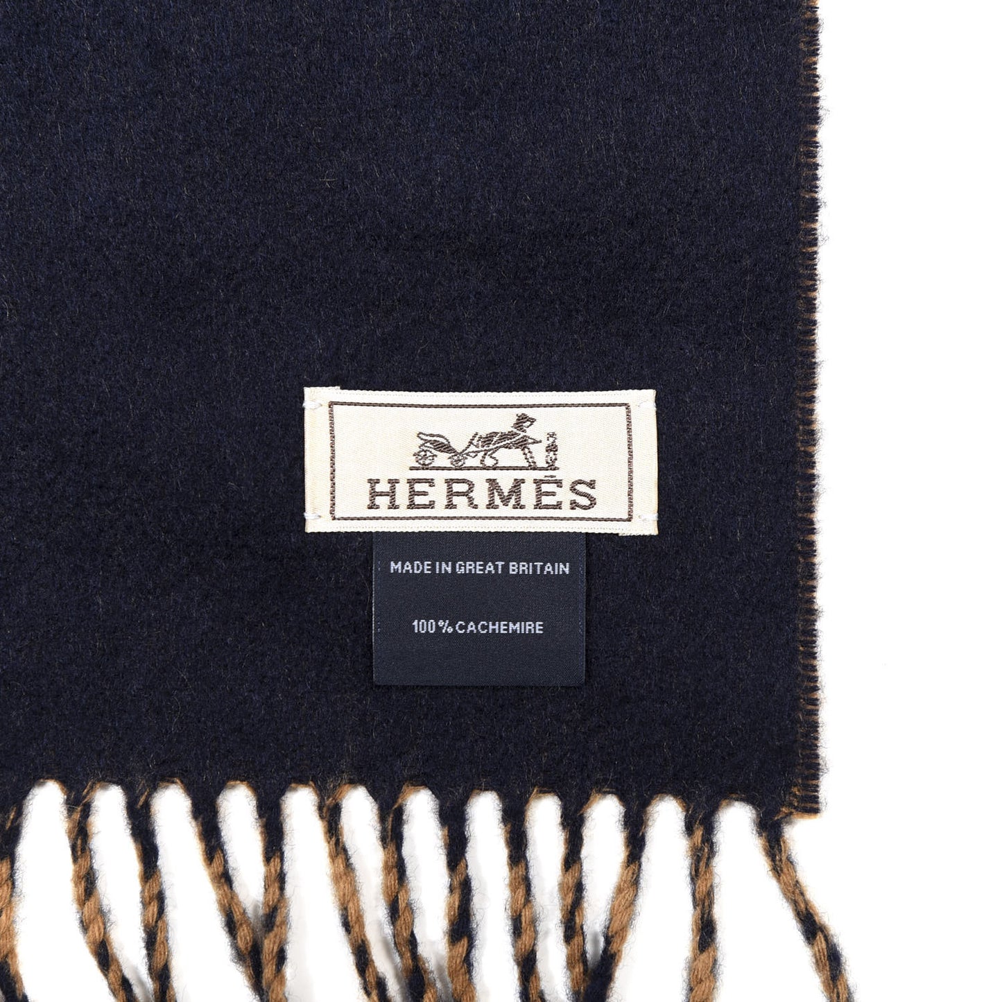 Cashmere Recto Verso Muffler Camel Marine