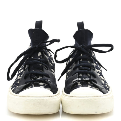 Christian Dior Technical Knit Calfskin Oblique Womens Walk'n Dior High Top Sneakers 39 Deep Blue 3 of 9