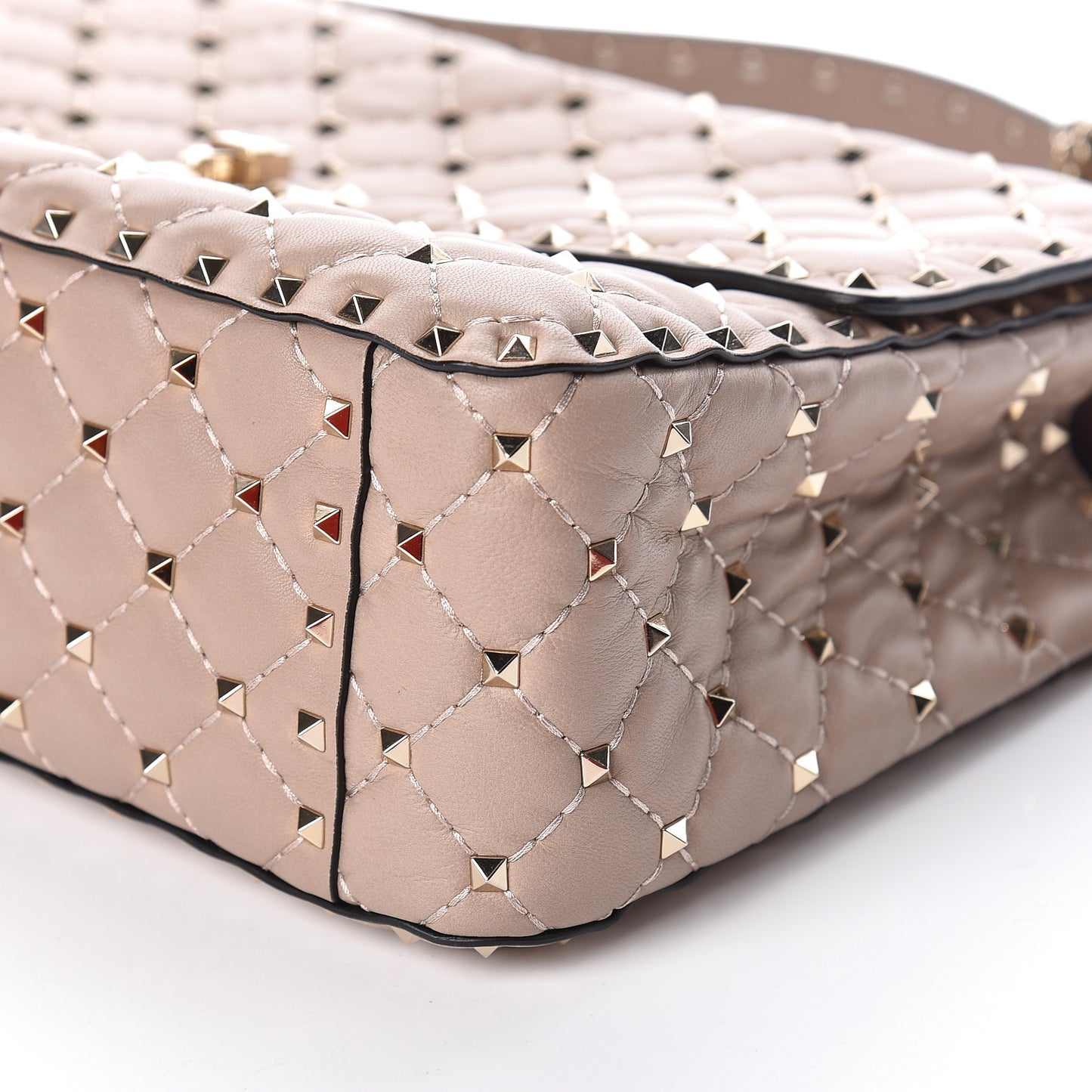Nappa Large Rockstud Spike Shoulder Bag Poudre