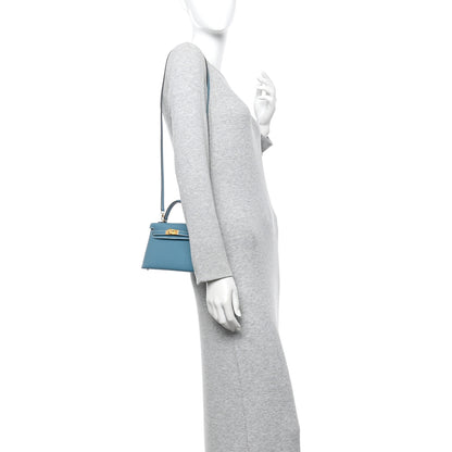 Hermes Epsom Mini Kelly Sellier 20 New Blue Jean 2 of 10