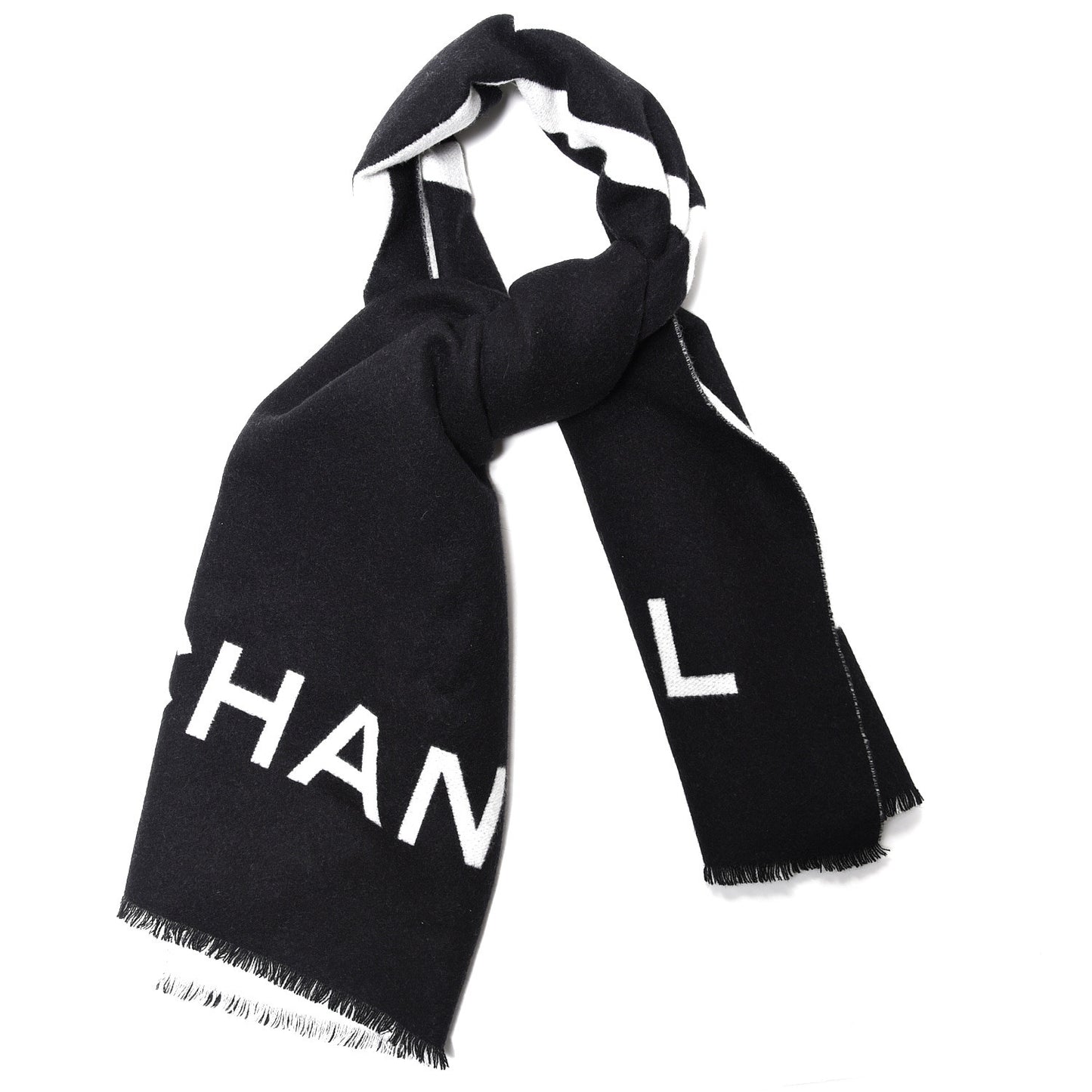 Cashmere CC Scarf Black White