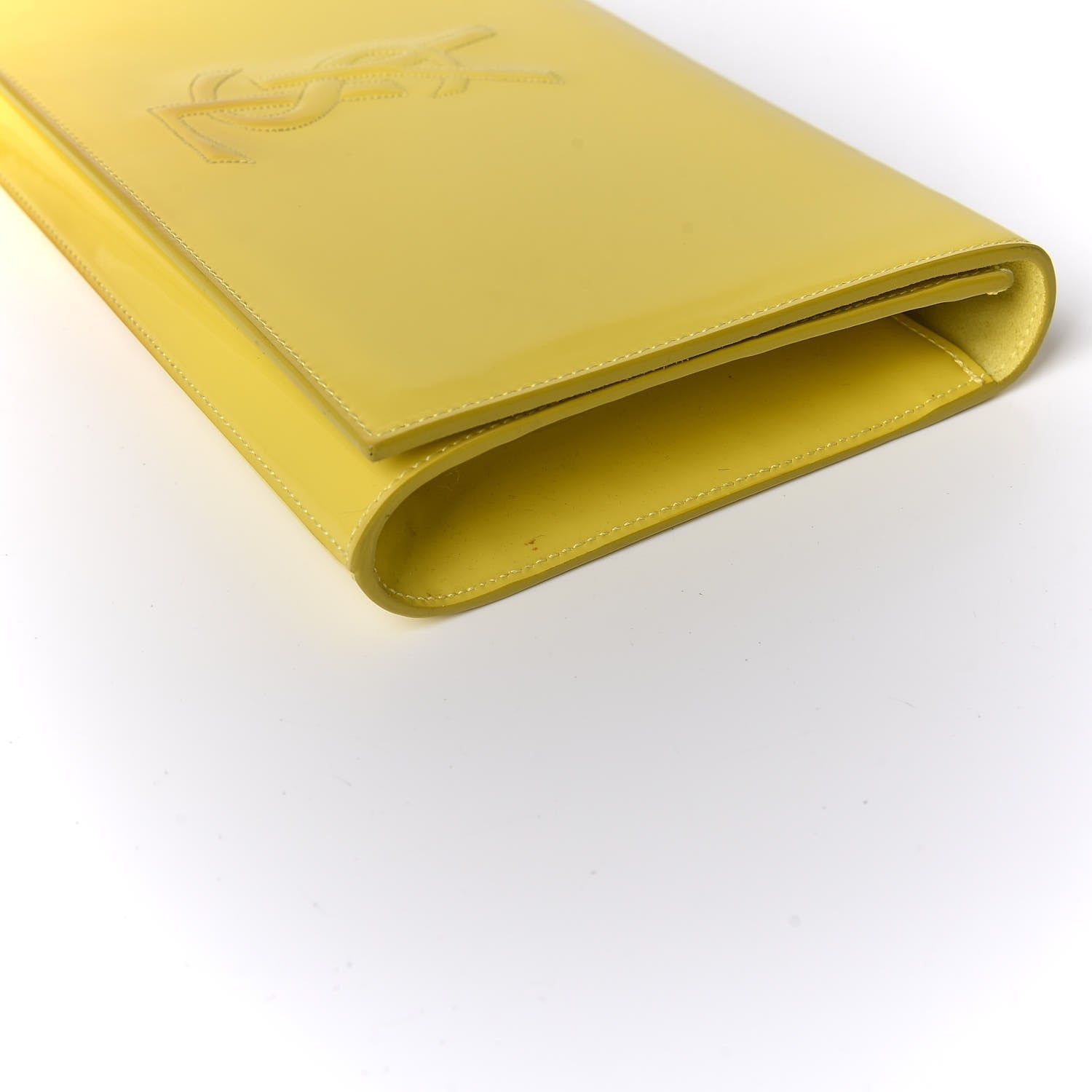 Saint Laurent Patent Calfskin Monogram Large Belle De Jour Clutch Yellow 12 of 17