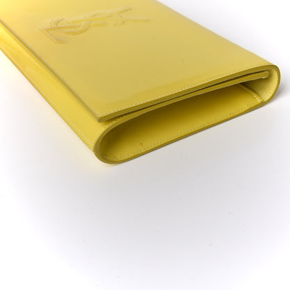 Saint Laurent Patent Calfskin Monogram Large Belle De Jour Clutch Yellow 12 of 17