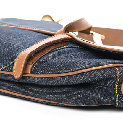 Christian Dior Denim Calfskin Saddle Bag Blue 9 of 9