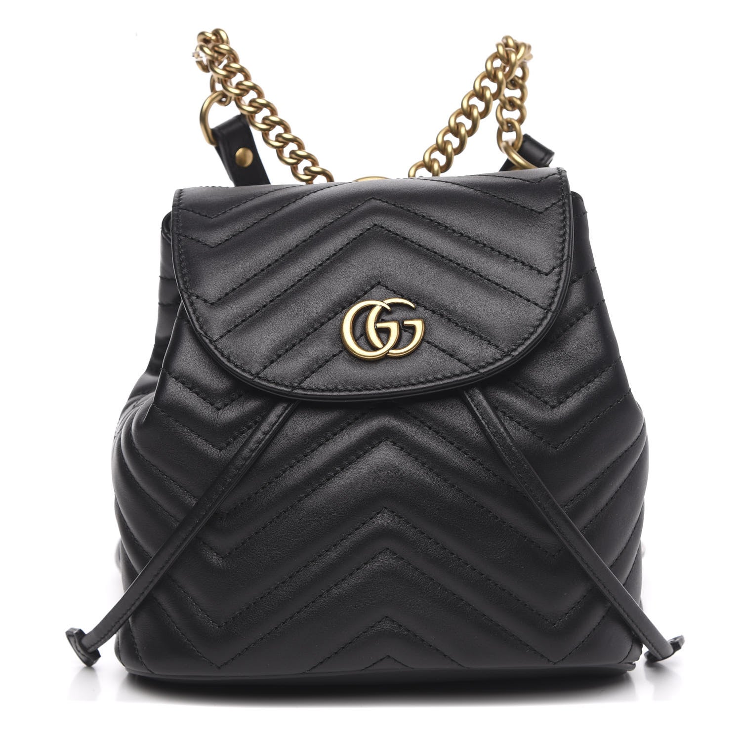 Gucci Calfskin Matelasse GG Marmont Flap Backpack Black 1 of 9