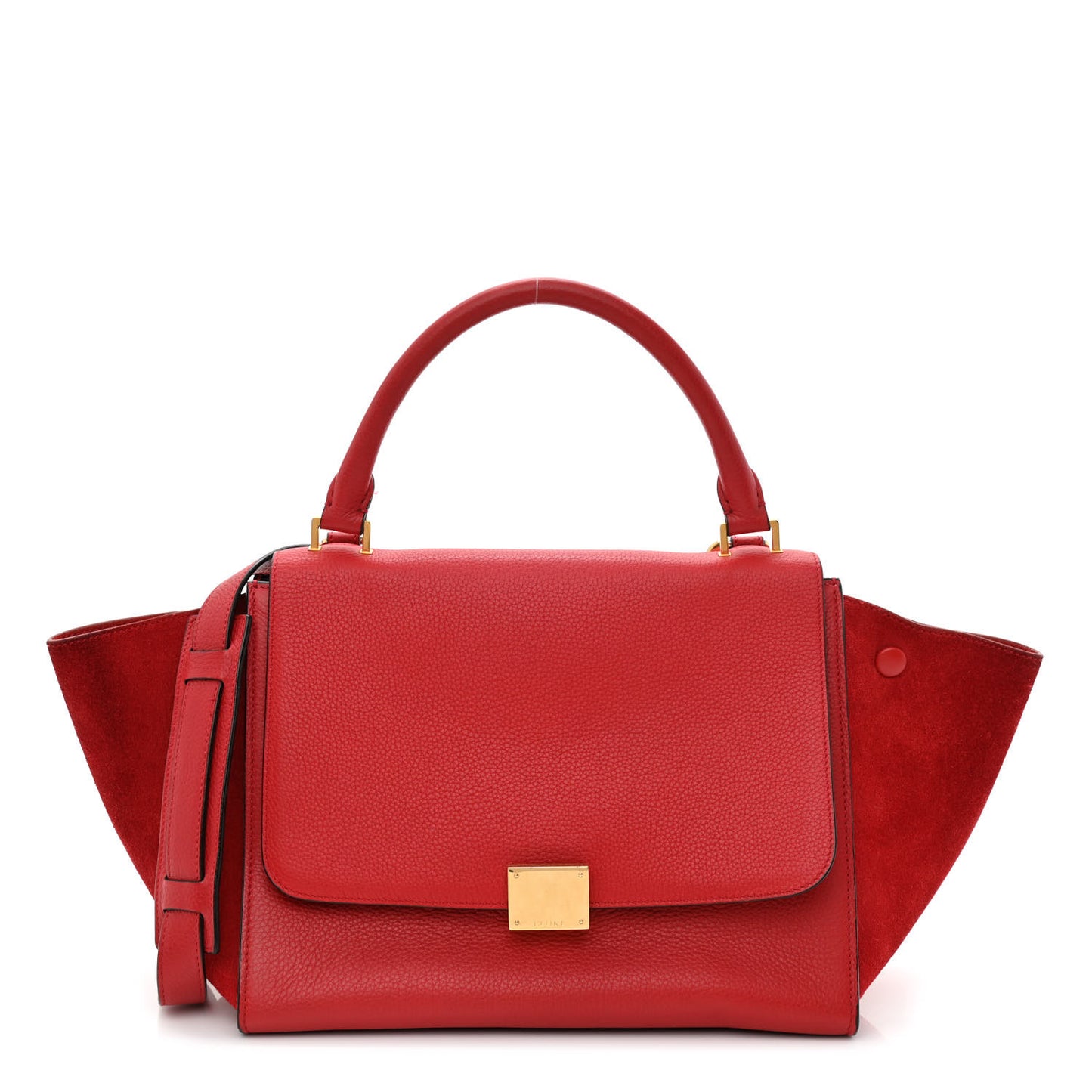 Drummed Calfskin Suede Small Trapeze Coquelicot