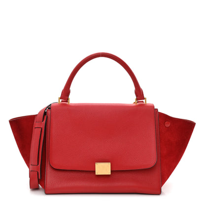 Celine Drummed Calfskin Suede Small Trapeze Coquelicot 1 of 13