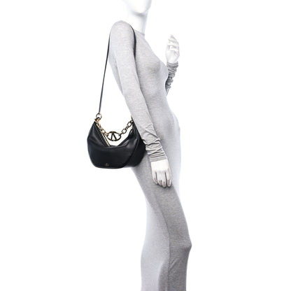 Valentino Garavani Grainy Calfskin Small Vlogo Moon Hobo Bag Black 2 of 9