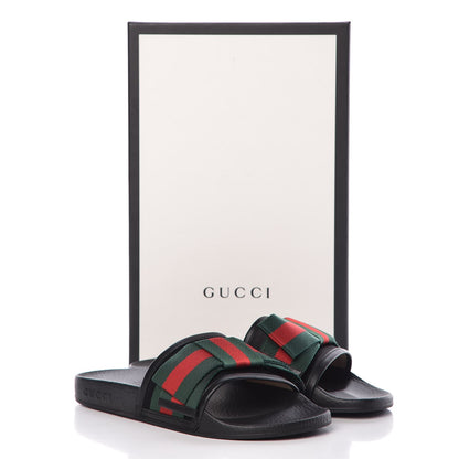 Gucci Satin Web Bow Slide Sandals 37 Black 8 of 8