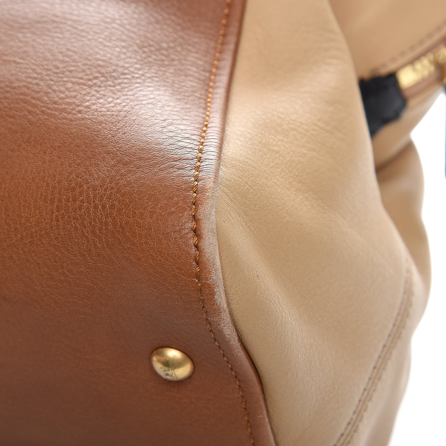 Calfskin Large Chameleon Tote Cognac Camel Black
