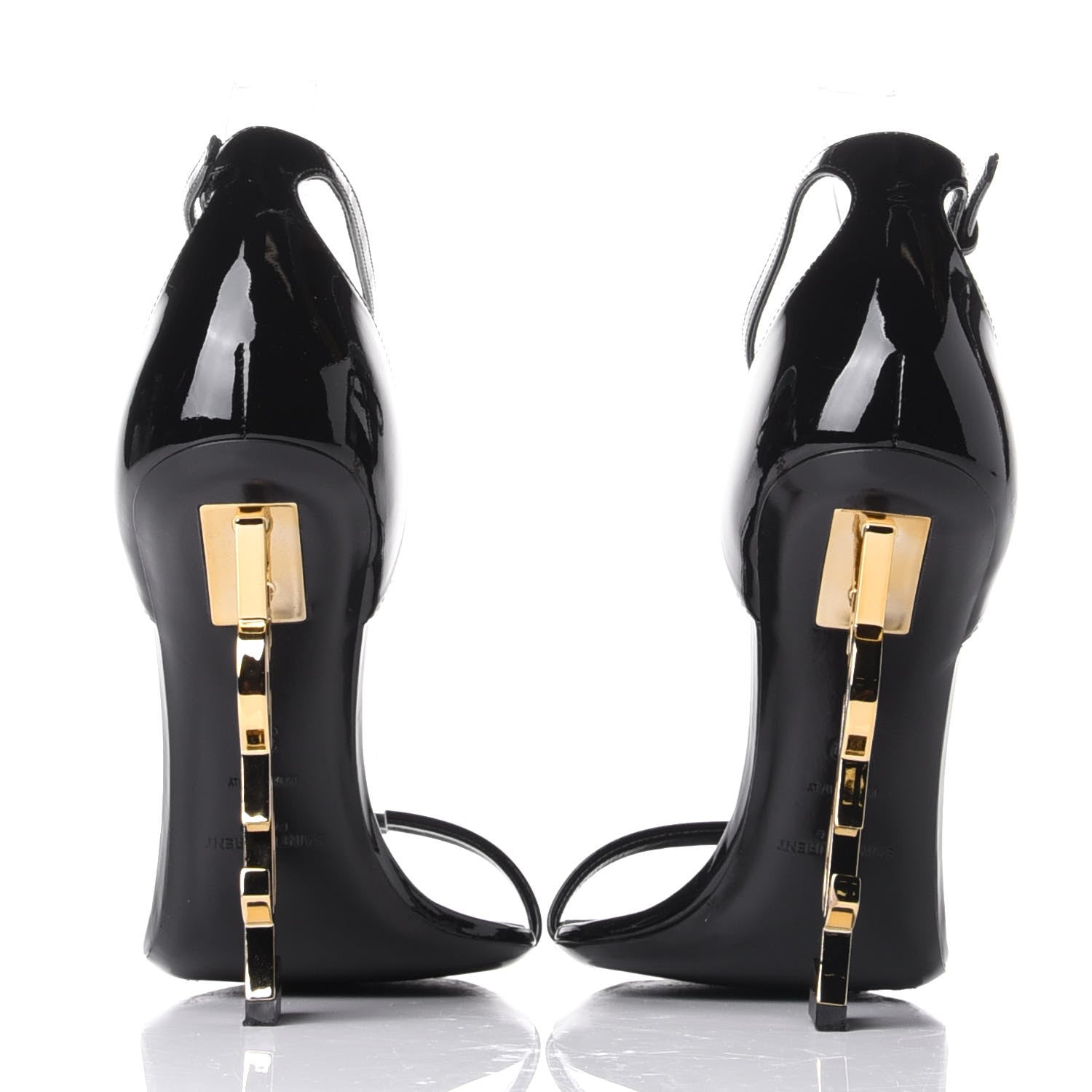 Saint Laurent Patent Calfskin Opyum 110 Sandals 39 Black Gold 6 of 11