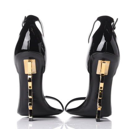 Saint Laurent Patent Calfskin Opyum 110 Sandals 39 Black Gold 6 of 11