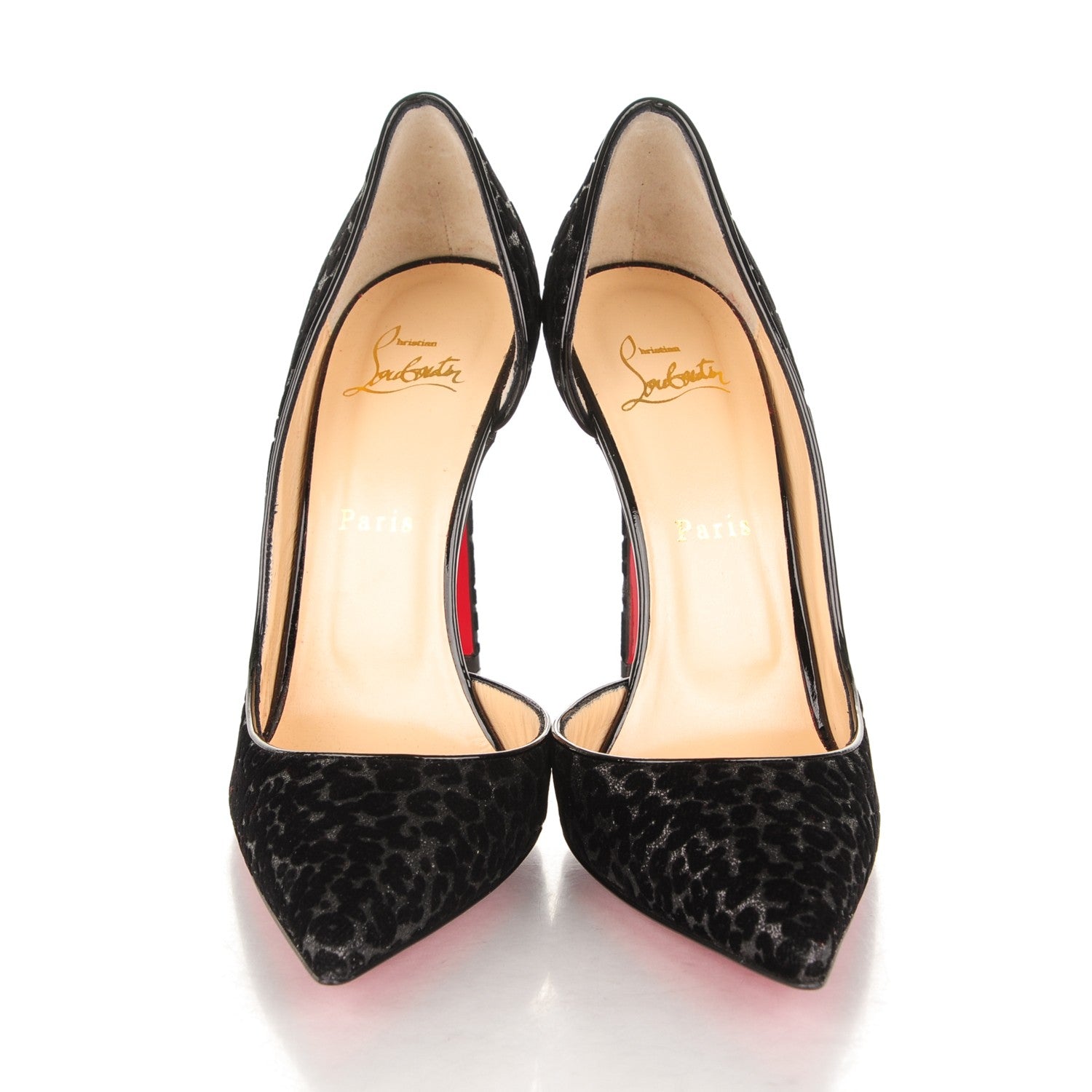 Christian Louboutin Floque Patent Glitter Leo Iriza 100 Pumps 39 Black 2 of 6