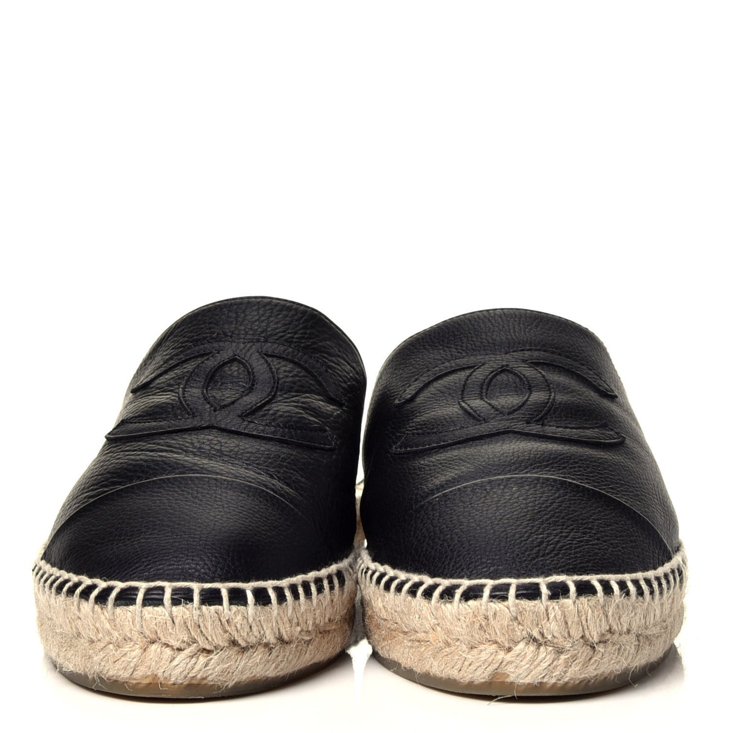 Calfskin CC Espadrille Mules 40 Black