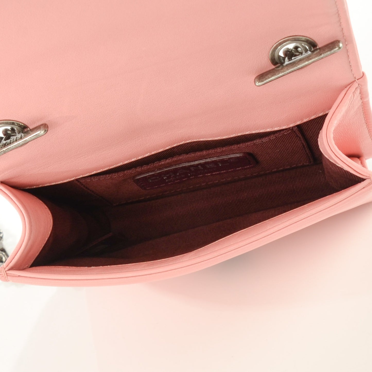 Lambskin Plexiglass Boy Brick Flap Pink