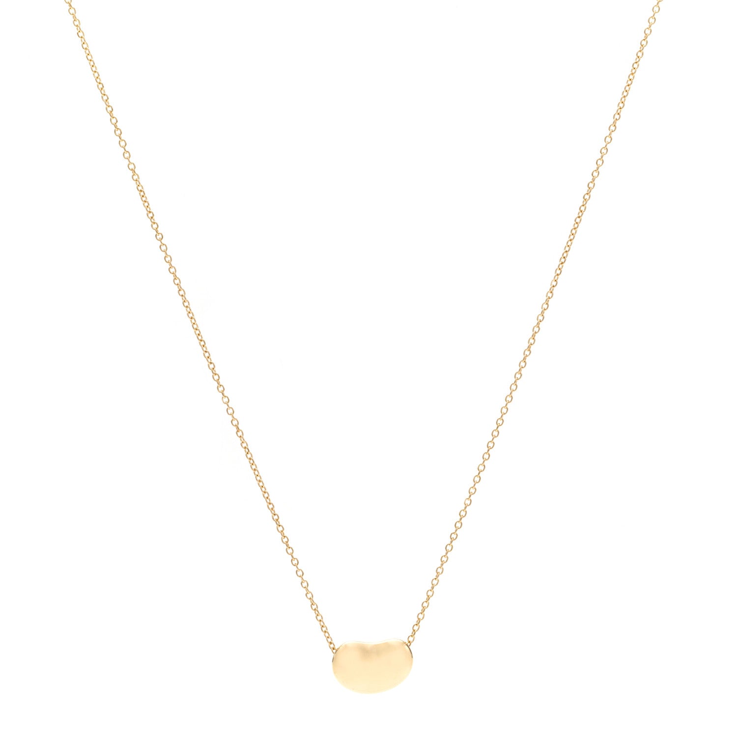 Tiffany 18K Yellow Gold 12mm Elsa Peretti Bean Pendant Necklace 1 of 5