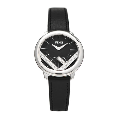 Fendi Stainless Steel Calfskin Diamond 36mm Fendi Run Away Quartz Watch Black 1 of 4