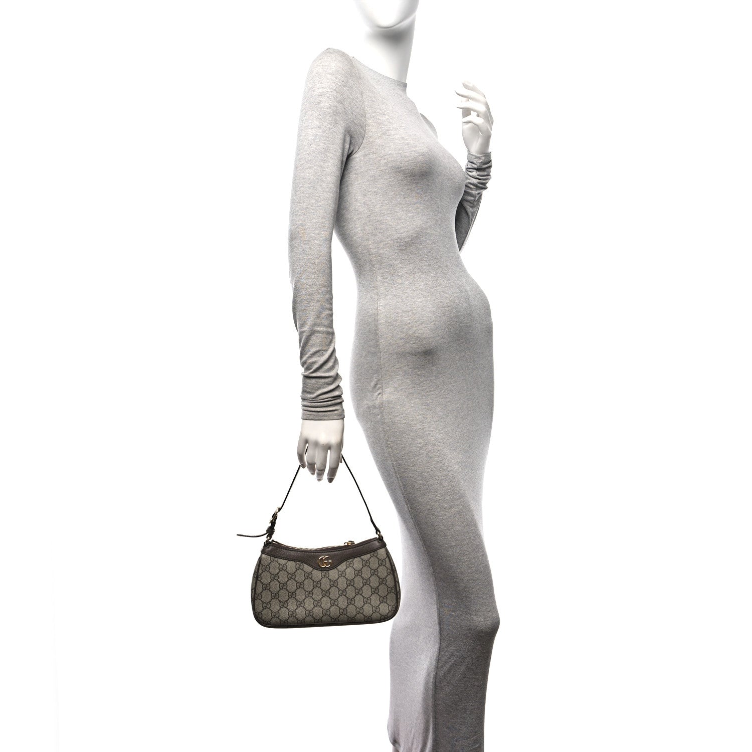 Gucci GG Supreme Monogram Textured Dollar Calfskin Small Ophidia Hobo Beige Ebony New Acero 2 of 10