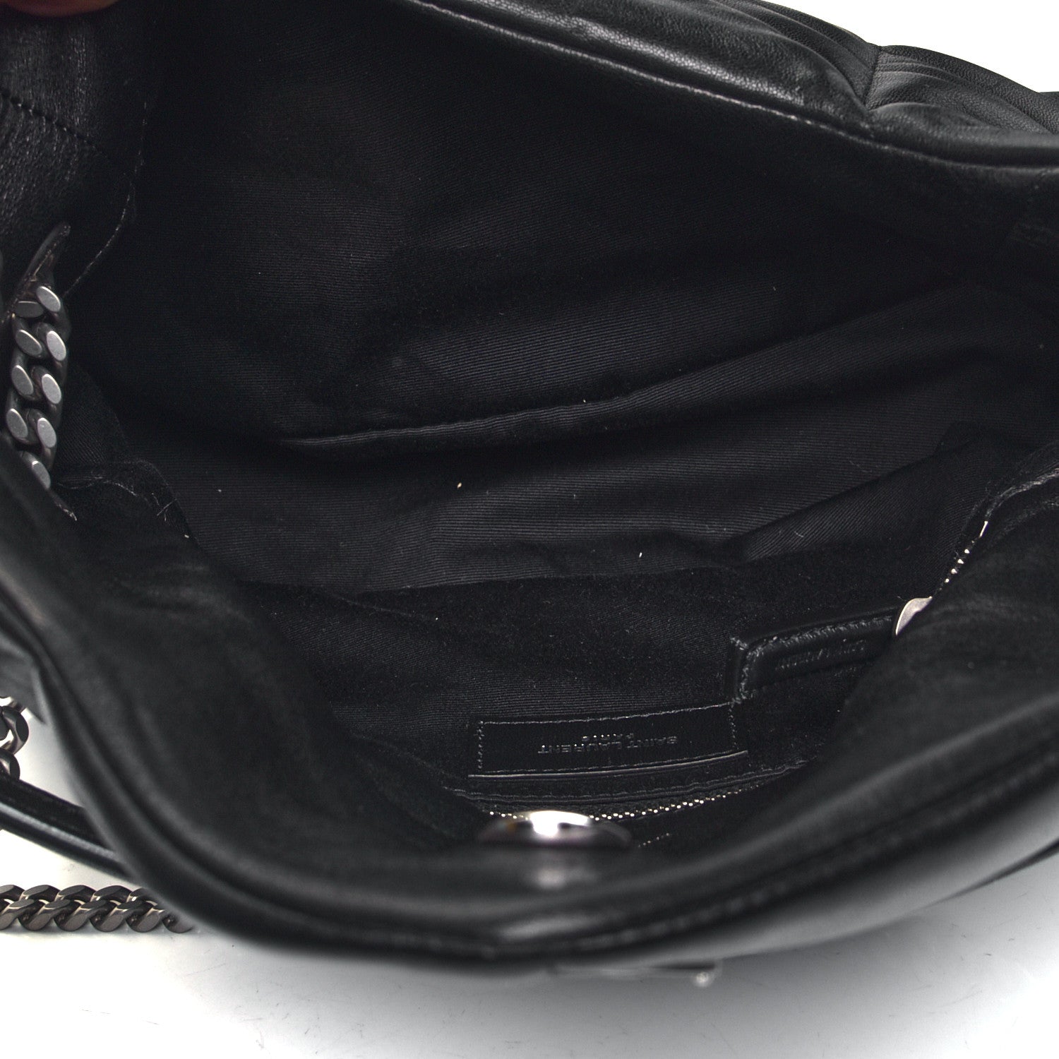 Saint Laurent Lambskin Quilted Small Loulou Puffer Monogram Chain Satchel Black 4 of 4