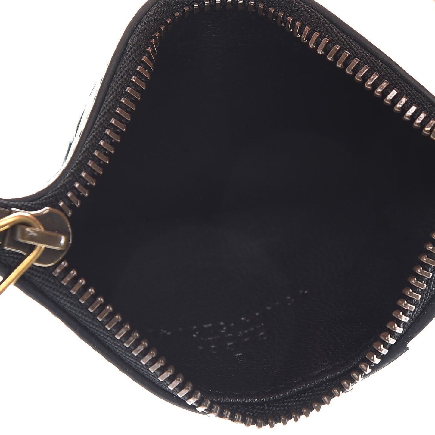 Calfskin L'Aveugle Par Amour Embossed Coin Case Card Holder Black