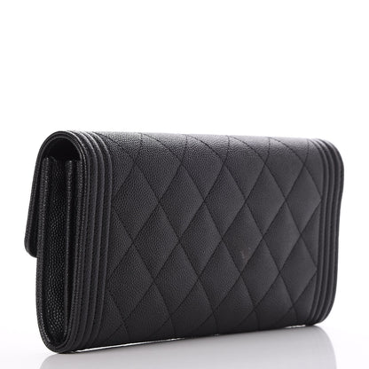 Chanel Caviar Quilted Large Boy Gusset Flap Wallet Black 3 of 9