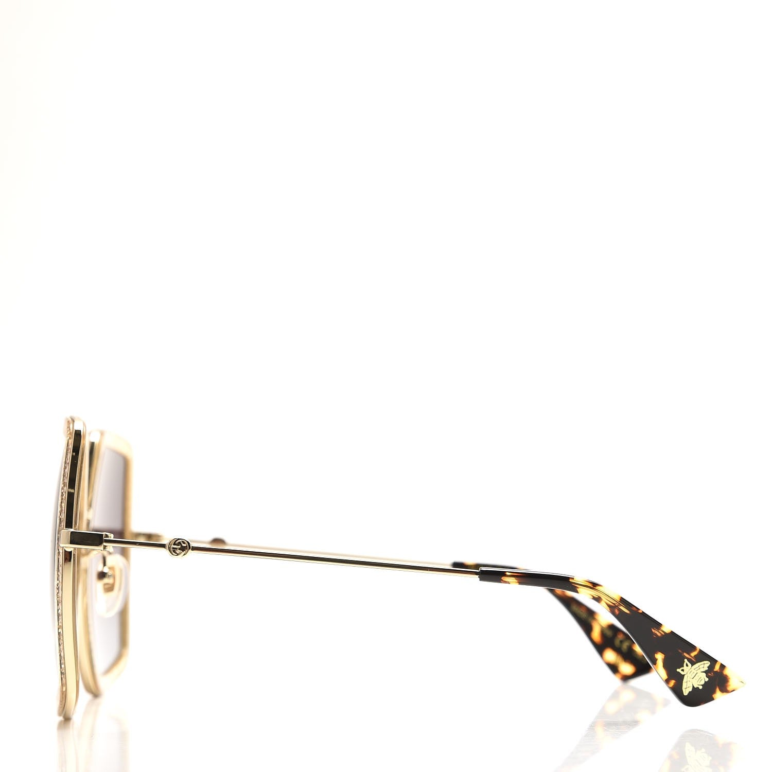 Gucci Glitter Acetate Oversize Square Frame Sunglasses GG0106S Gold 3 of 8