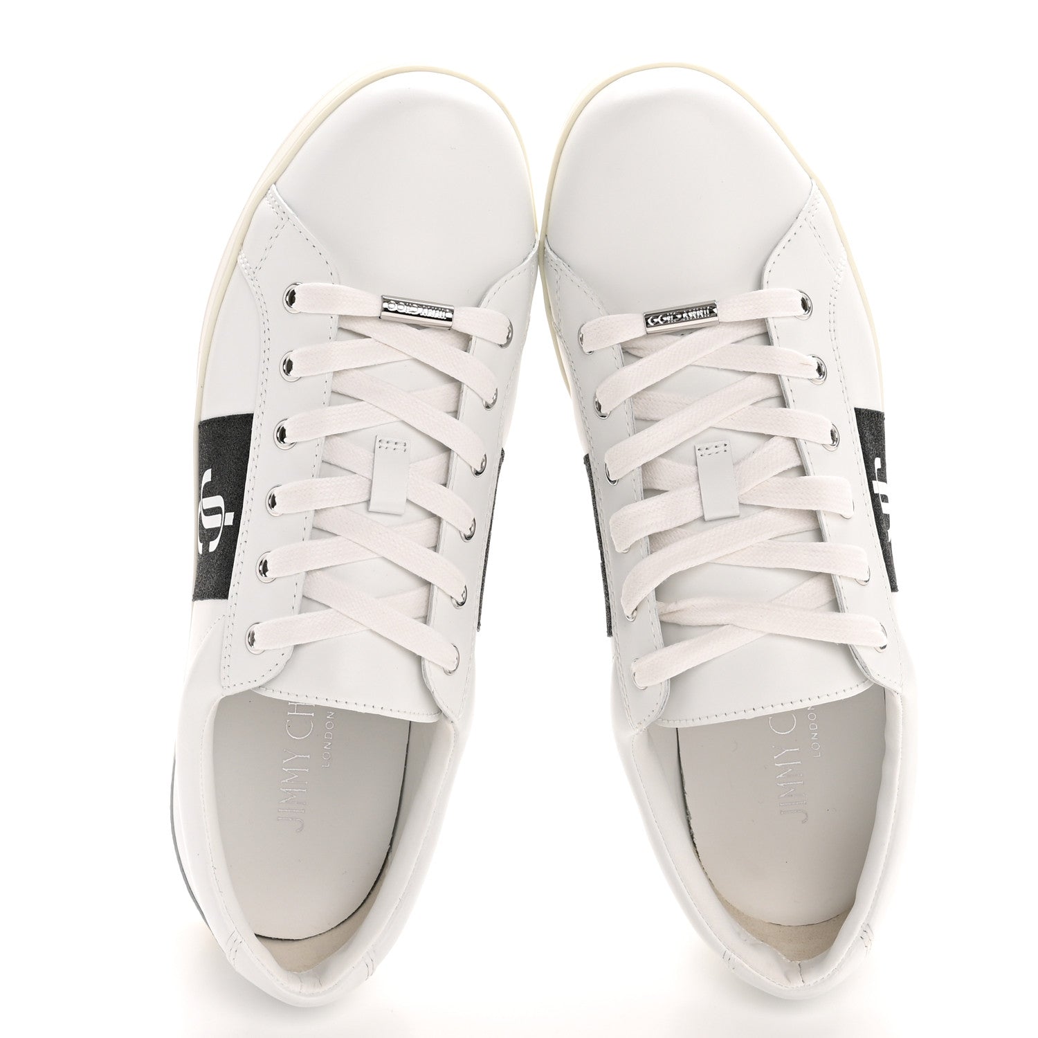 Jimmy Choo Nappa Glitter Cash JC Sneakers 41 White Black 2 of 9