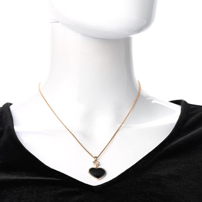 Chopard 18K Rose Gold Diamond Onyx Happy Hearts Necklace 2 of 6