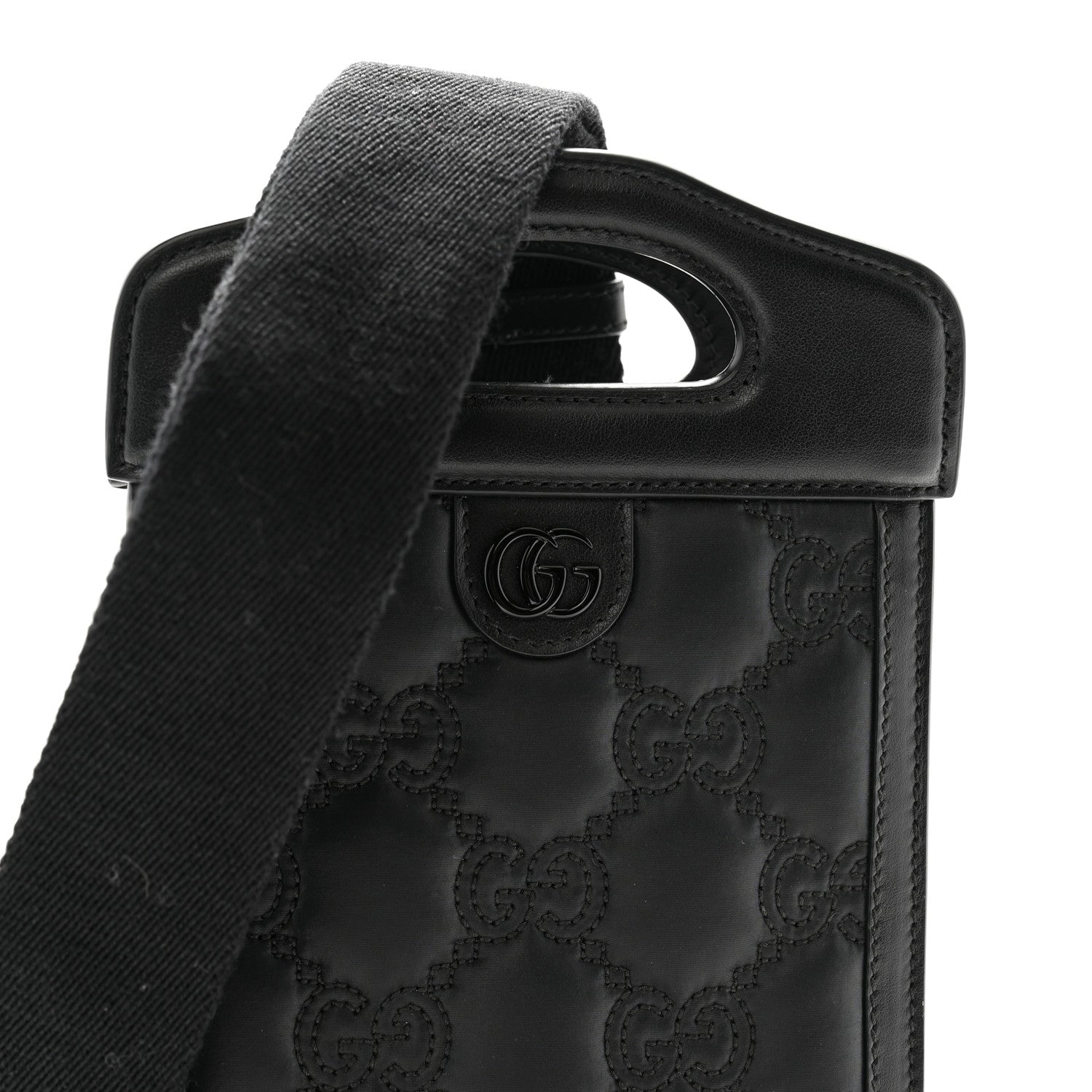 Gucci Nylon Calfskin Enamel GG Matelasse Mini Top Slip Handle Crossbody Bag Black 8 of 10