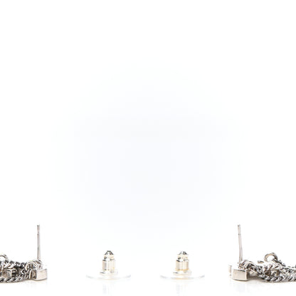 Chanel Crystal Chain CC Earrings Silver 3 of 4