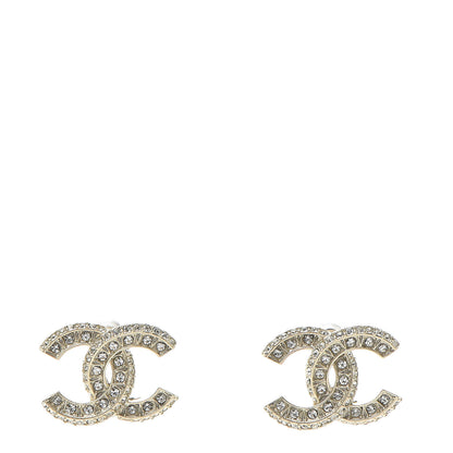 Chanel Crystal Timeless CC Earrings Light Gold 1 of 5