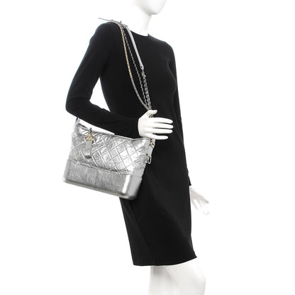 Chanel Metallic Aged Calfskin Quilted Medium Gabrielle Silver 3 of 12