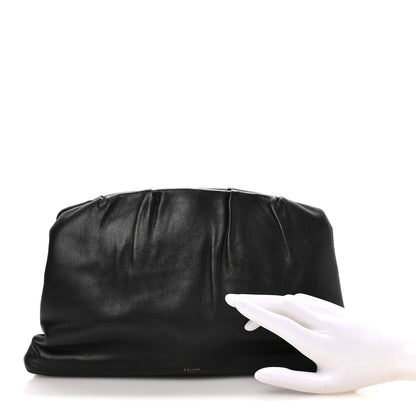 Celine Calfskin Pleated French Lock Clutch Black 2 of 7