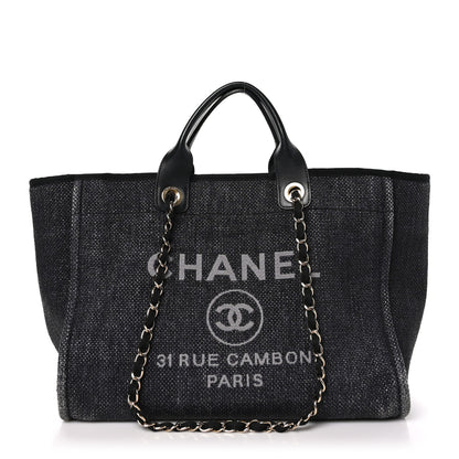 Chanel Woven Straw Raffia Medium Deauville Tote Black 1 of 11