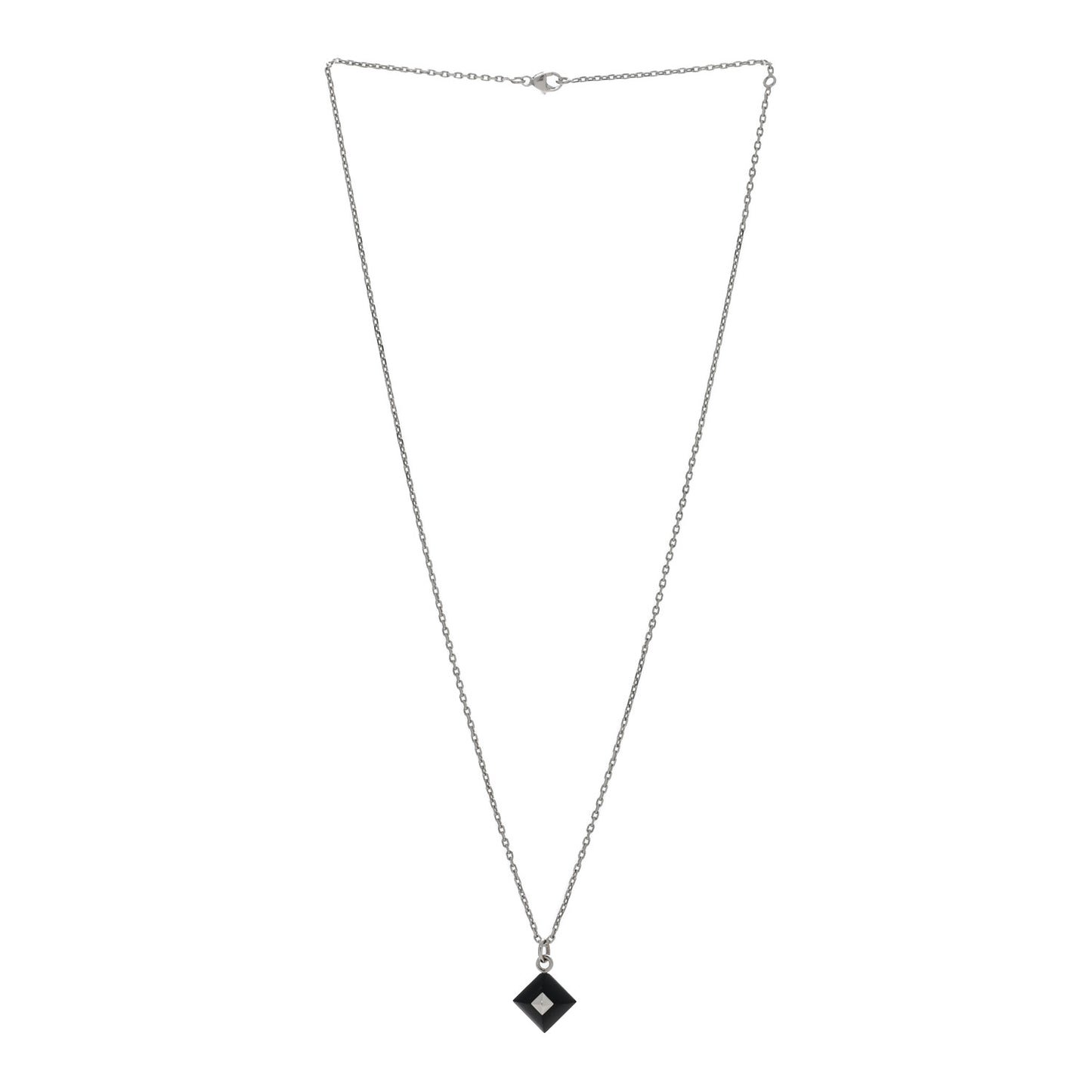 Palladium Plated Medor Folk Pendant Necklace Black