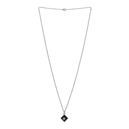 Hermes Palladium Plated Medor Folk Pendant Necklace Black 2 of 5