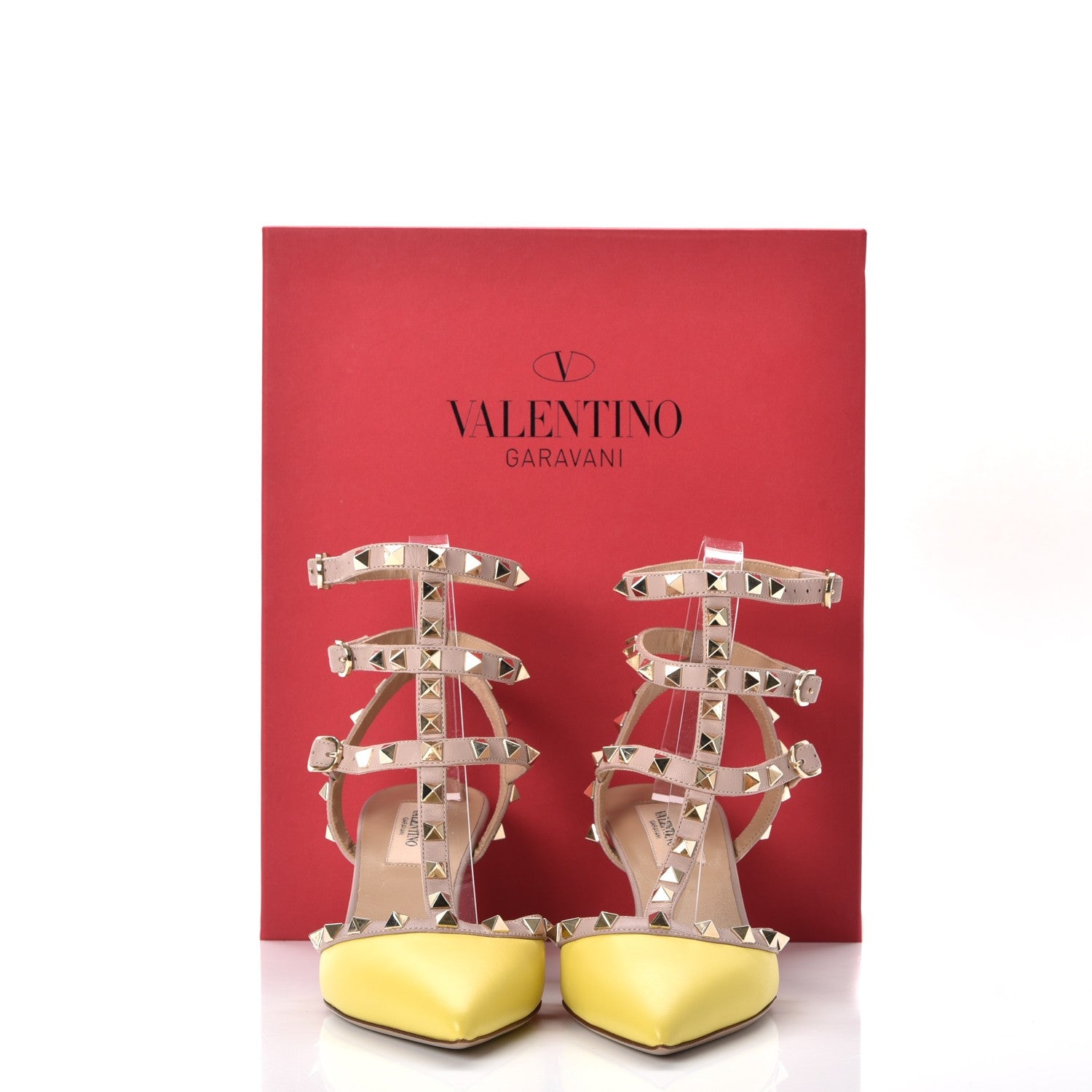 Valentino Garavani Nappa Rockstud Ankle Strap 65mm Pumps 37 Naples Yellow Poudre 10 of 10