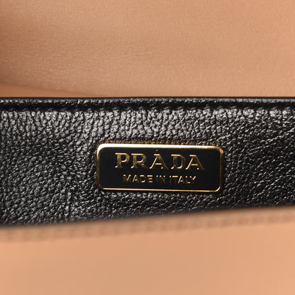 Prada City Calfskin Saffiano Cahier Bag Caramel Black 6 of 9