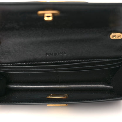 Balenciaga Calfskin Stripe Embossed Gossip Chain Bag XS Black 5 of 9