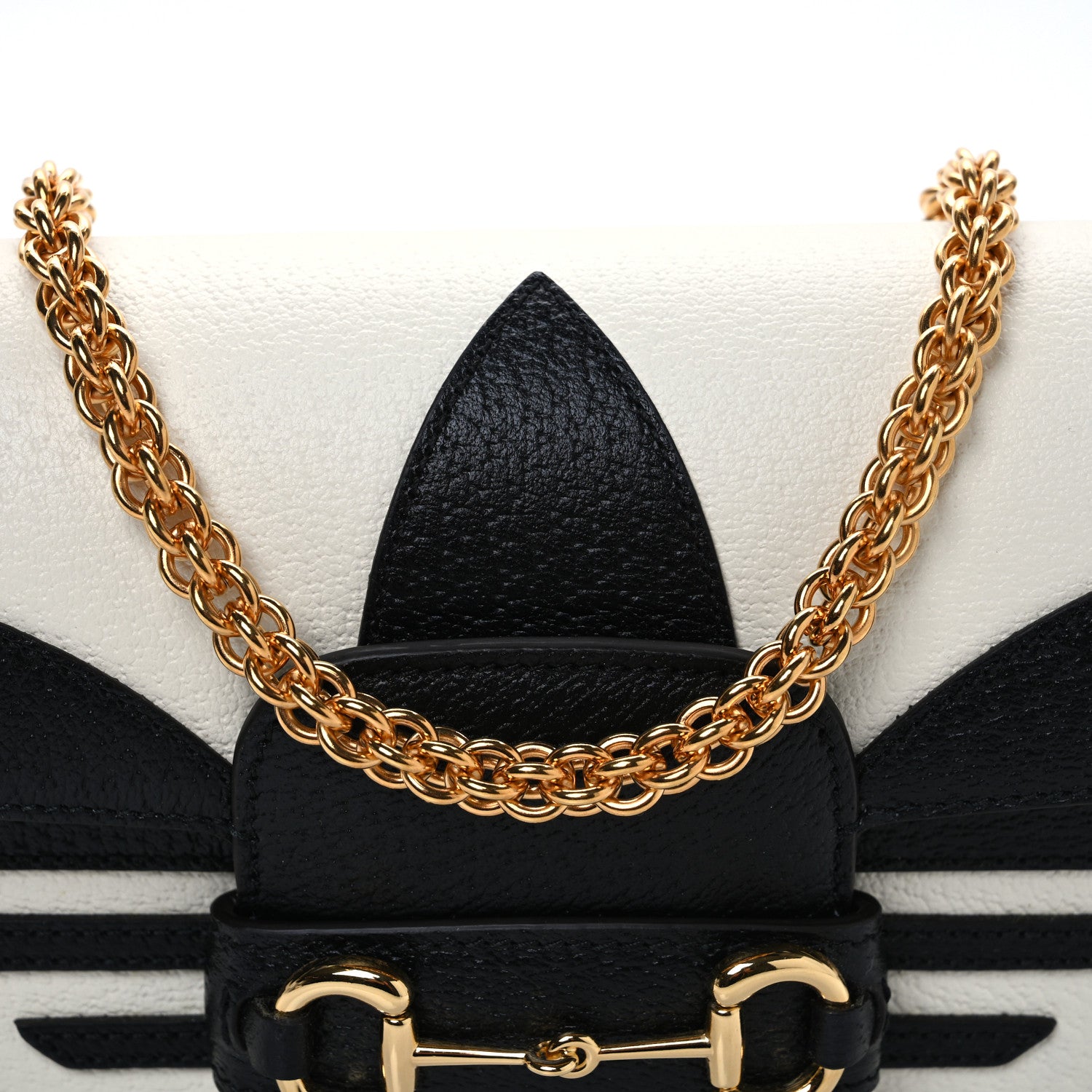 Gucci X ADIDAS Textured Dollar Calfskin Web Small Trefoil Horsebit 1955 Shoulder Bag White 8 of 10