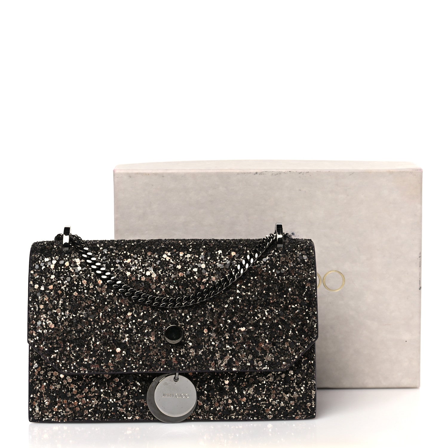 Jimmy Choo Coarse Glitter Mini Finley Shoulder Bag Bronze 3 of 9